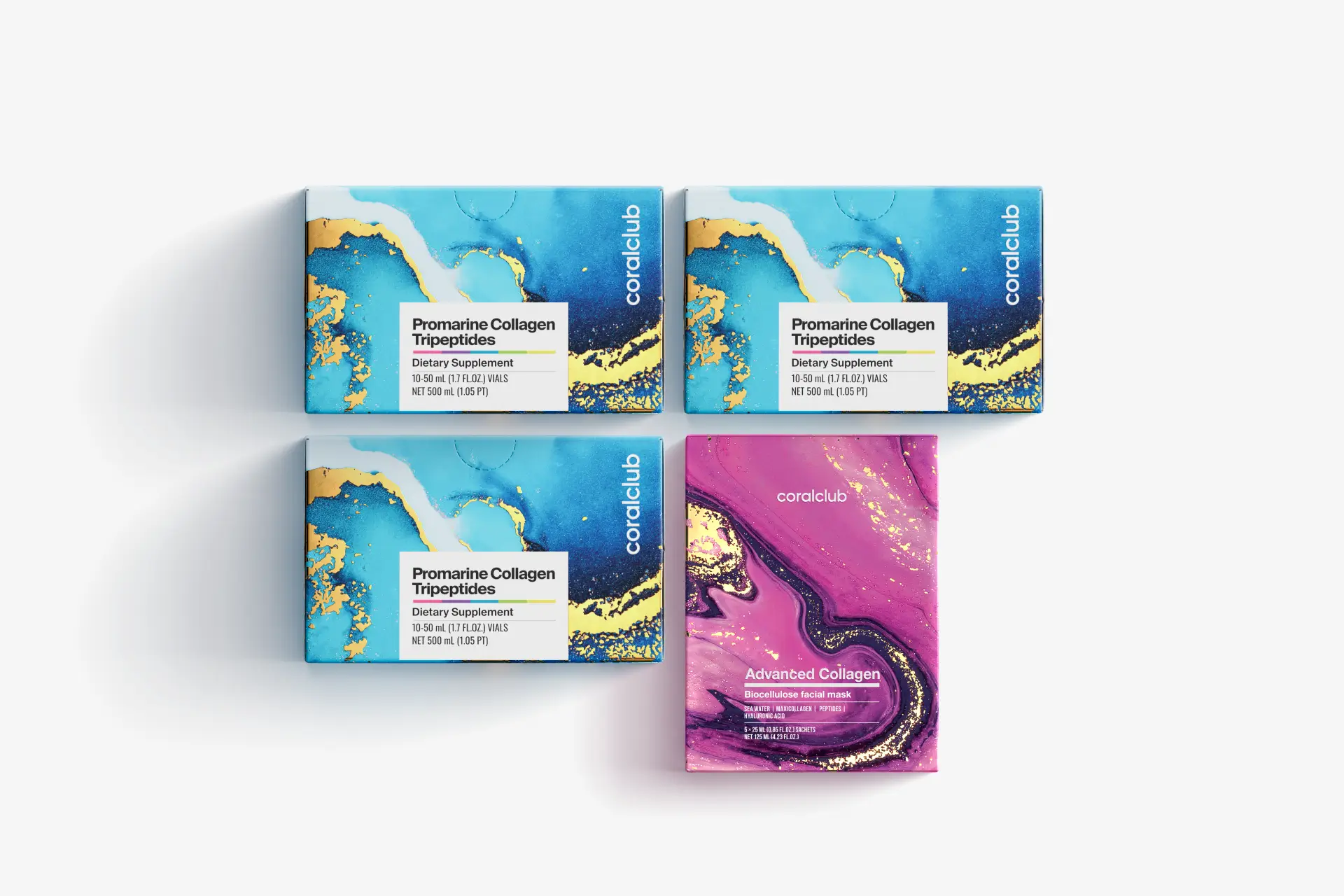 Promarine Collagen Tripeptides komplekt (1 kuu kuur) & Advanced Collagen Biocellulose Facial Mask (5 pakikest)